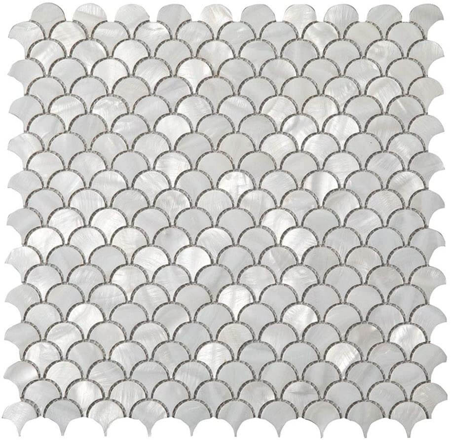 Mother of Pearl Shell Fish-Scale Mosaic Tile (Super White, 10-Pack)
